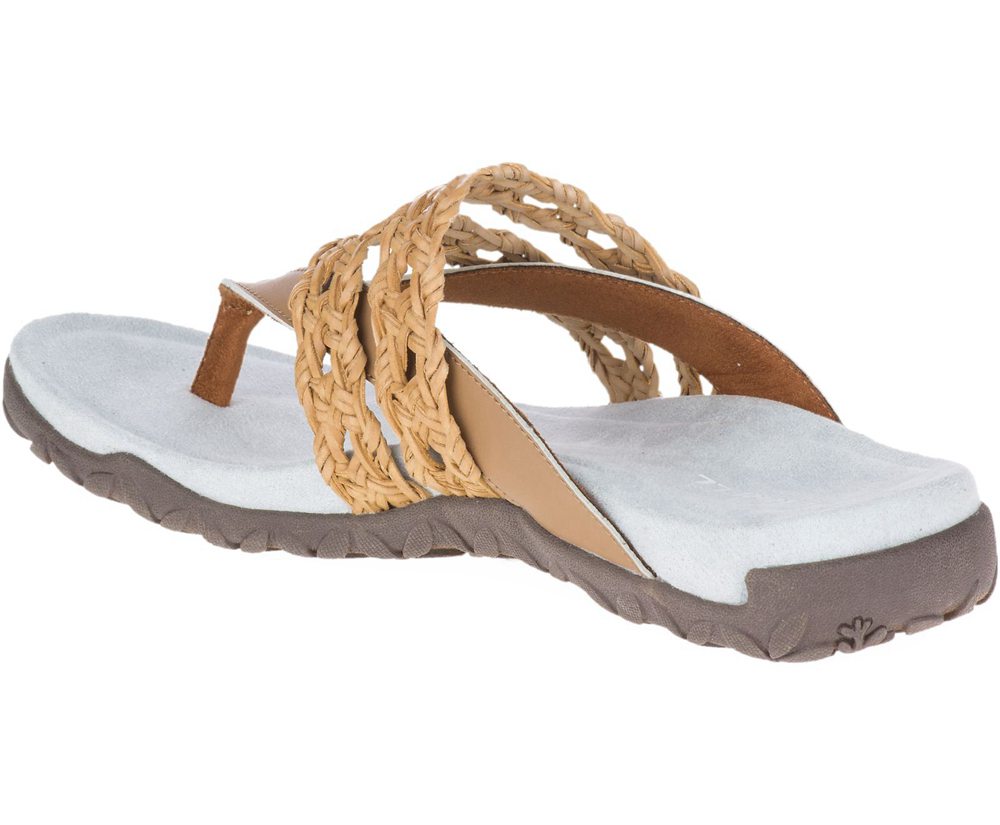 Sandalias Mujer - Merrell Terran Braid Thong - Marrones/Blancas - OIBV-59637